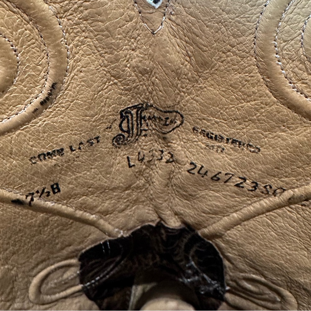 Justin Western Boots Womens 7.5B Brown Leather Cowboy Boots Embroidered Classic - Picture 8 of 8